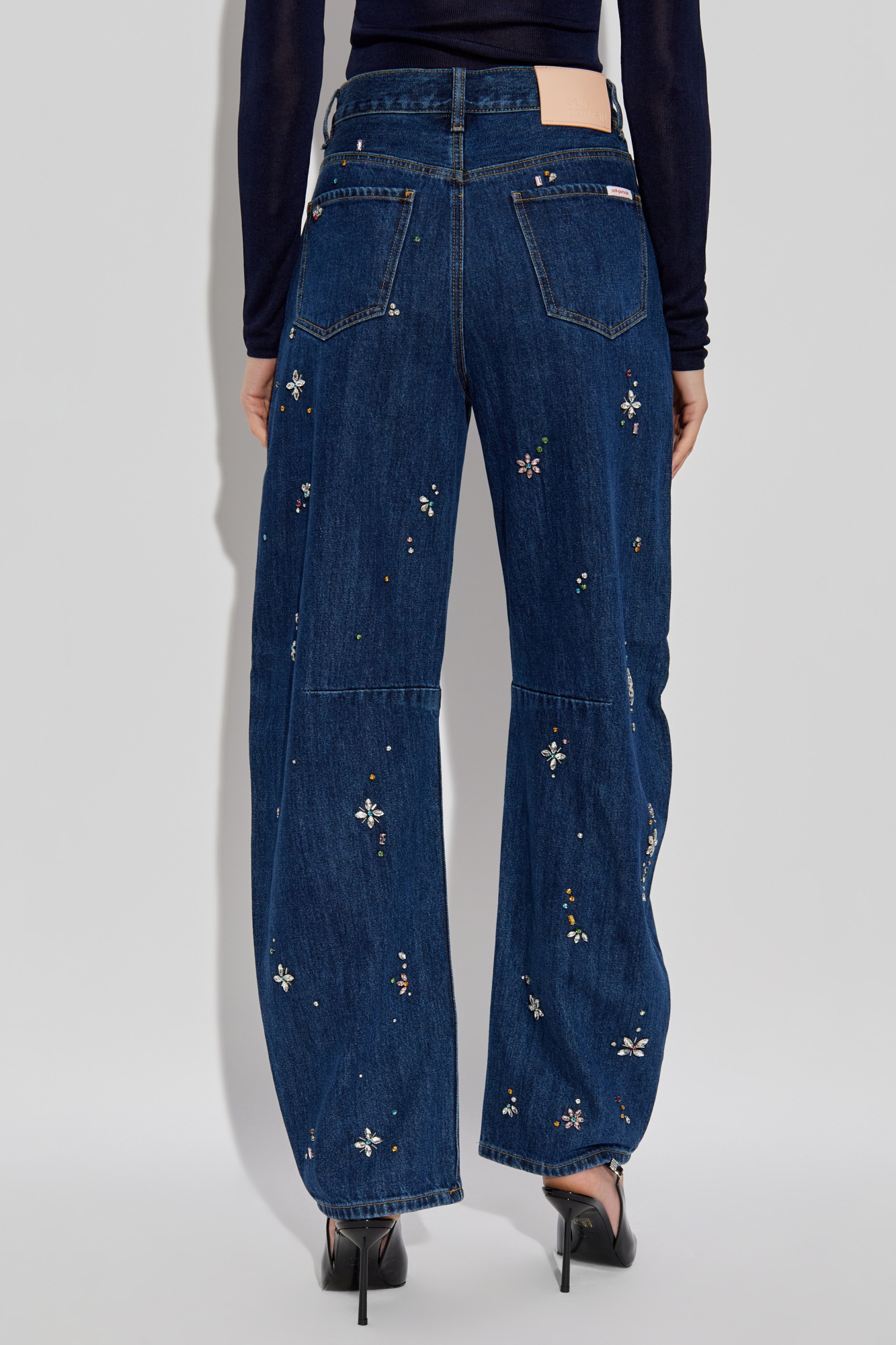 ★SCULPTOR★ Applique RollUp Denim Brushed Indigo SC24S413BL MUSINSA | SCULPTOR Applique Roll-Up Denim Brushed Indigo